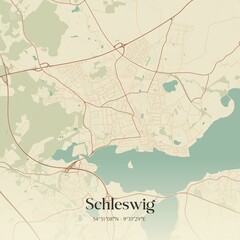 Vintage map of Schleswig, Germany.