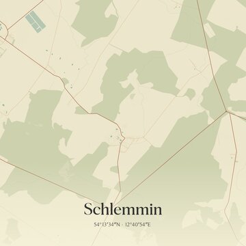 Vintage map of Schlemmin, Germany.