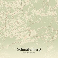 Vintage map of Schmallenberg, Germany.
