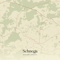 Vintage map of Schnega, Germany.
