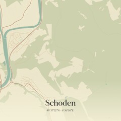 Vintage map of Schoden, Germany.
