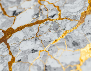 Obraz premium Intricate Marble Surface With Golden Cracks And Textures