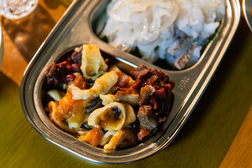 sea pineapple sashimi on the dish