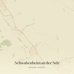 Vintage map of Schwabenheim an der Selz, Germany.