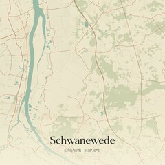 Vintage map of Schwanewede, Germany.