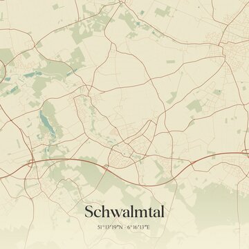 Vintage map of Schwalmtal, Germany.