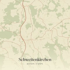 Vintage map of Schweitenkirchen, Germany.