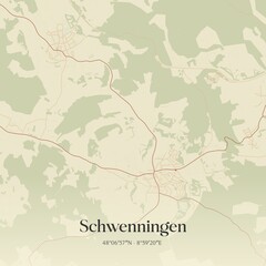 Obraz premium Vintage map of Schwenningen, Germany.