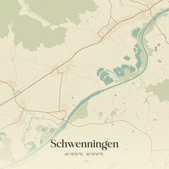 Vintage map of Schwenningen, Germany.