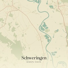 Fototapeta premium Vintage map of Schweringen, Germany.