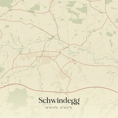 Vintage map of Schwindegg, Germany.