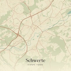 Vintage map of Schwerte, Germany.