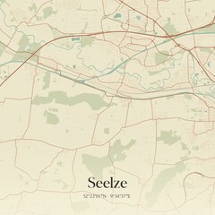 Vintage map of Seelze, Germany.