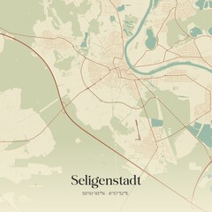 Vintage map of Seligenstadt, Germany.