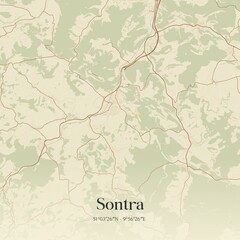 Vintage map of Sontra, Germany.