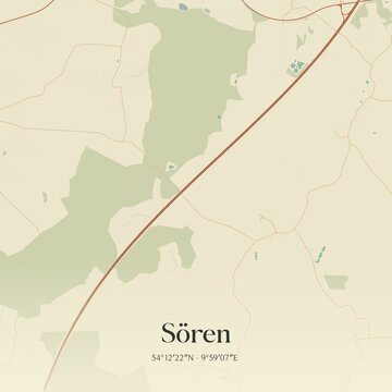 Vintage map of Soren, Germany.