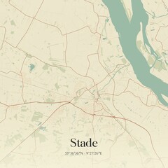 Vintage map of Stade, Germany.