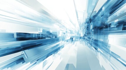 Abstract blue digital city, futuristic tunnel, speed, technology background, website banner