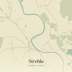 Fototapeta premium Vintage map of Strehla, Germany.