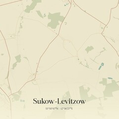 Fototapeta premium Vintage map of Sukow-Levitzow, Germany.