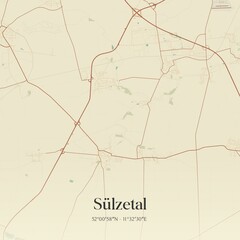 Vintage map of Sulzetal, Germany.