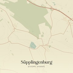 Vintage map of Supplingenburg, Germany.