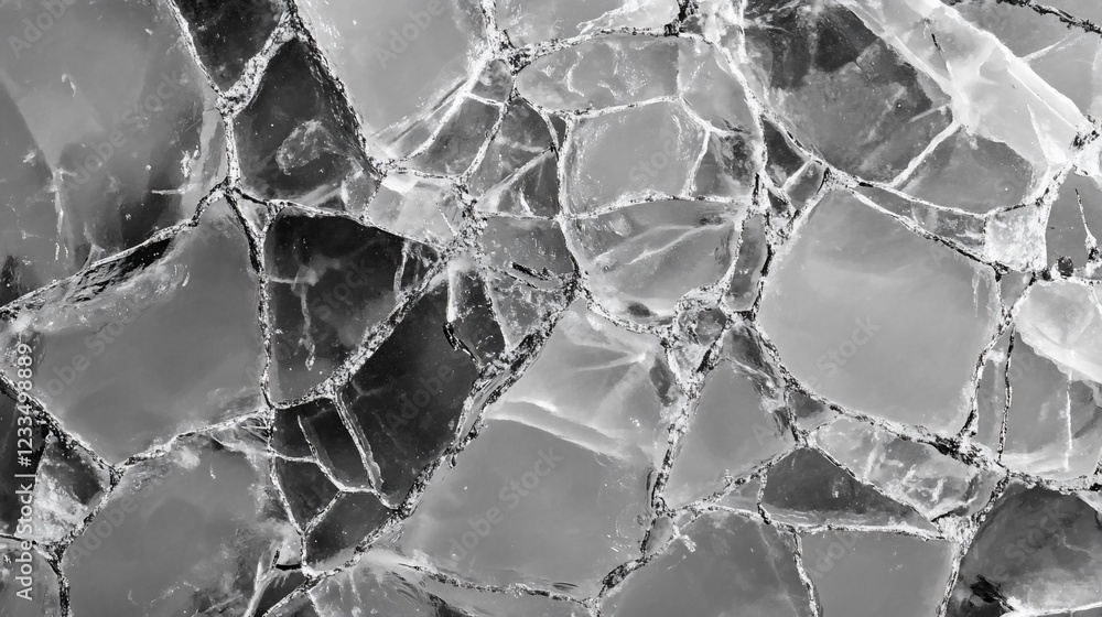 Aufkleber Fractured Glass or Ice Texture Abstract Background with Angular Fragments