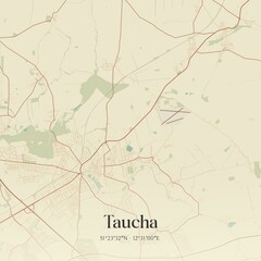 Vintage map of Taucha, Germany.