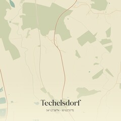 Vintage map of Techelsdorf, Germany.