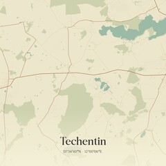 Vintage map of Techentin, Germany.