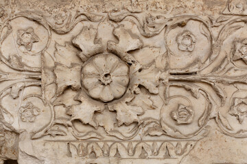 Historic artefacts in the entrance portico of the Basilica of Sant' Ambrogio, Milan