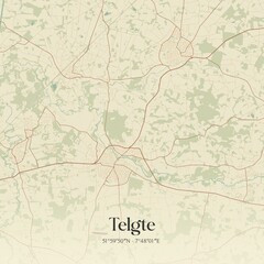 Vintage map of Telgte, Germany.