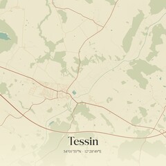 Vintage map of Tessin, Germany.