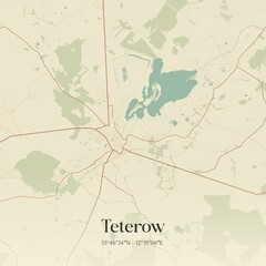 Obraz premium Vintage map of Teterow, Germany.