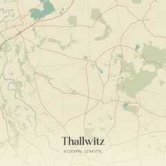 Fototapeta premium Vintage map of Thallwitz, Germany.