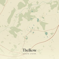 Vintage map of Thelkow, Germany.