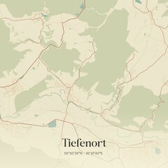 Fototapeta premium Vintage map of Tiefenort, Germany.
