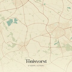 Vintage map of Tonisvorst, Germany.