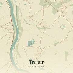 Obraz premium Vintage map of Trebur, Germany.