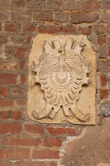 Historic artefacts in the entrance portico of the Basilica of Sant' Ambrogio, Milan