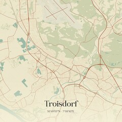 Vintage map of Troisdorf, Germany.