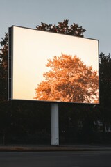 Autumnal Tree Silhouette on a Large Billboard