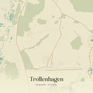 Vintage map of Trollenhagen, Germany.