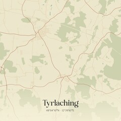 Fototapeta premium Vintage map of Tyrlaching, Germany.