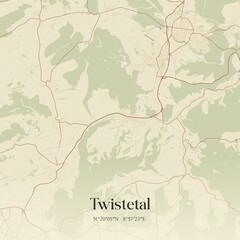 Fototapeta premium Vintage map of Twistetal, Germany.