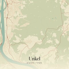 Vintage map of Unkel, Germany.