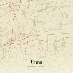 Vintage map of Unna, Germany.