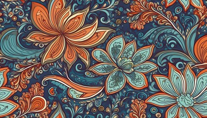 Vintage Floral Abundance Delicate Seamless Pattern in a Whimsical Blend of Pastel Hues, Ideal for Digital Art, Home Decor, or Design Inspiration.