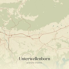 Vintage map of Unterwellenborn, Germany.