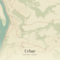 Vintage map of Urbar, Germany.